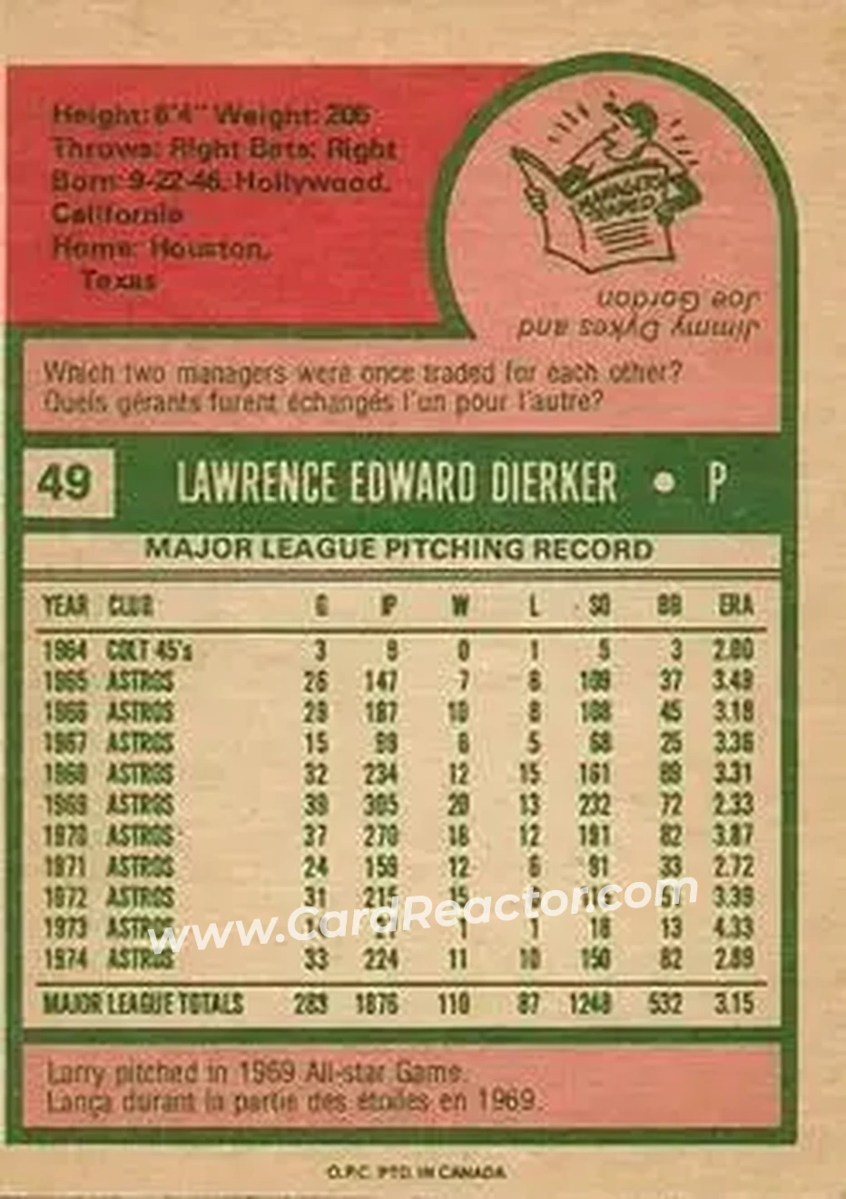 Back of Larry Dierker