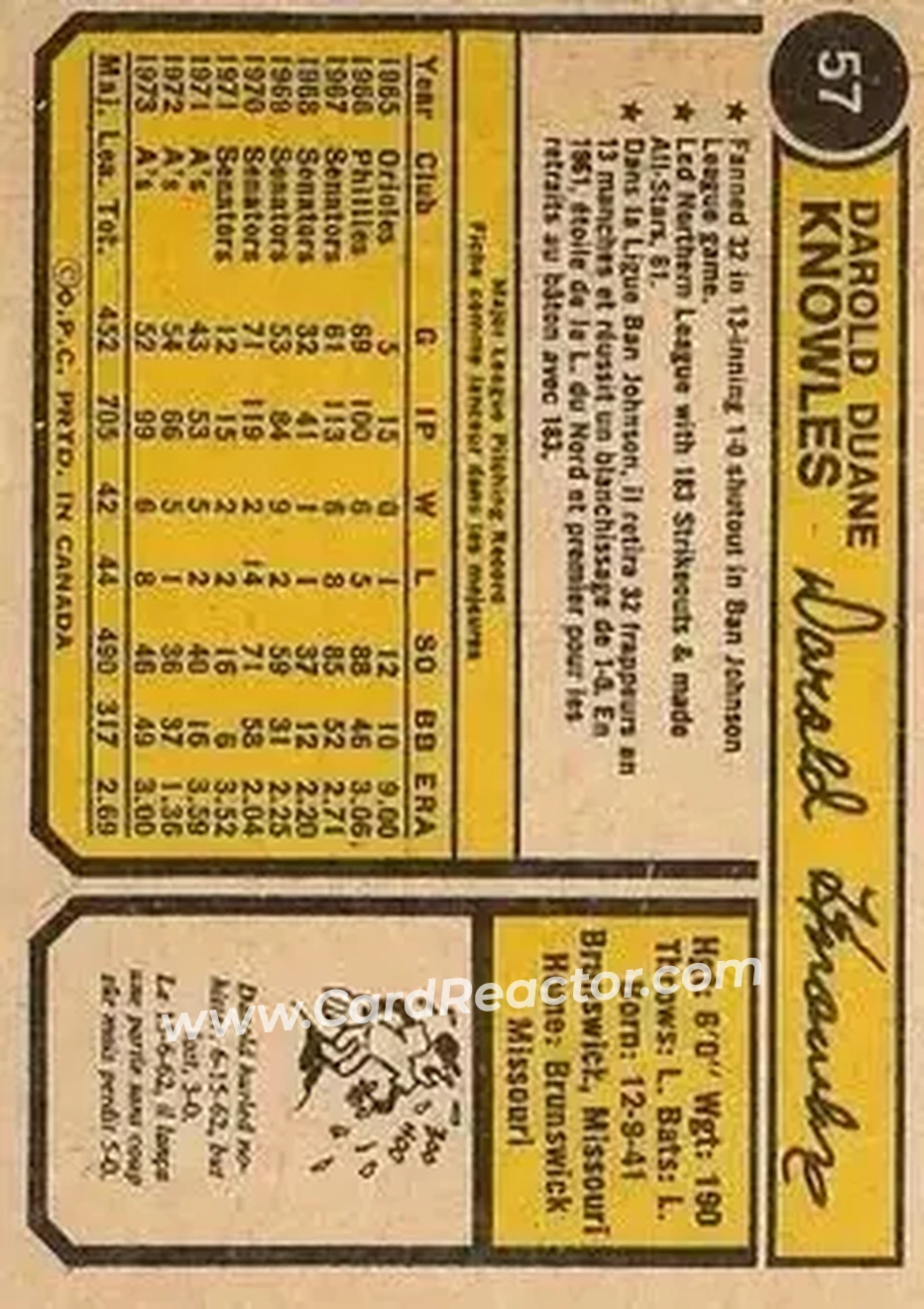 Back of Darold Knowles