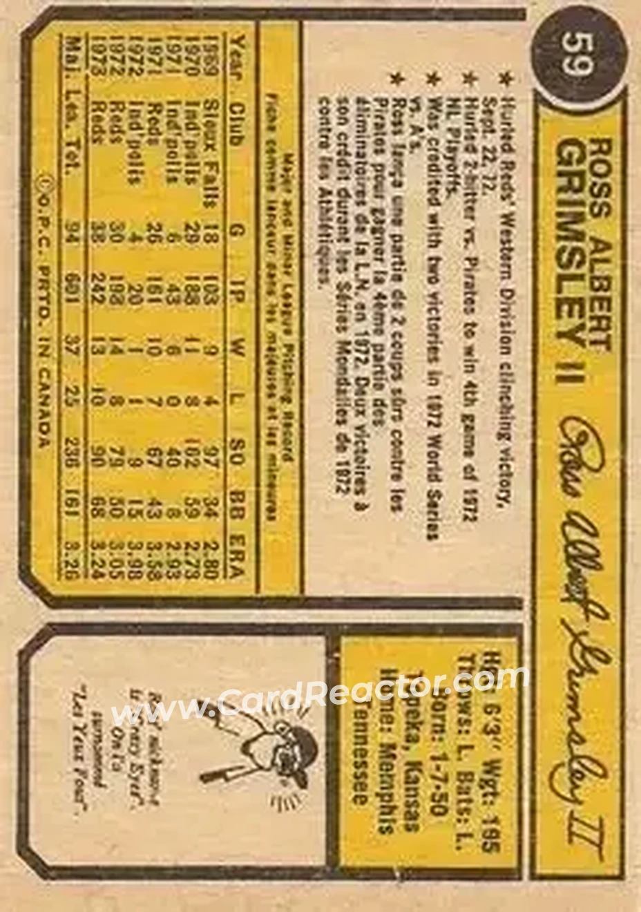 Back of Ross Grimsley