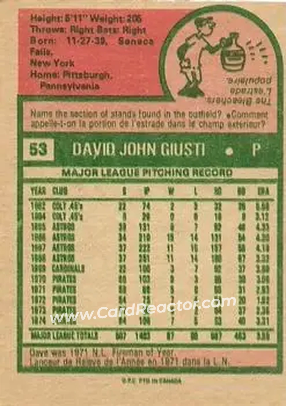 Back of Dave Giusti