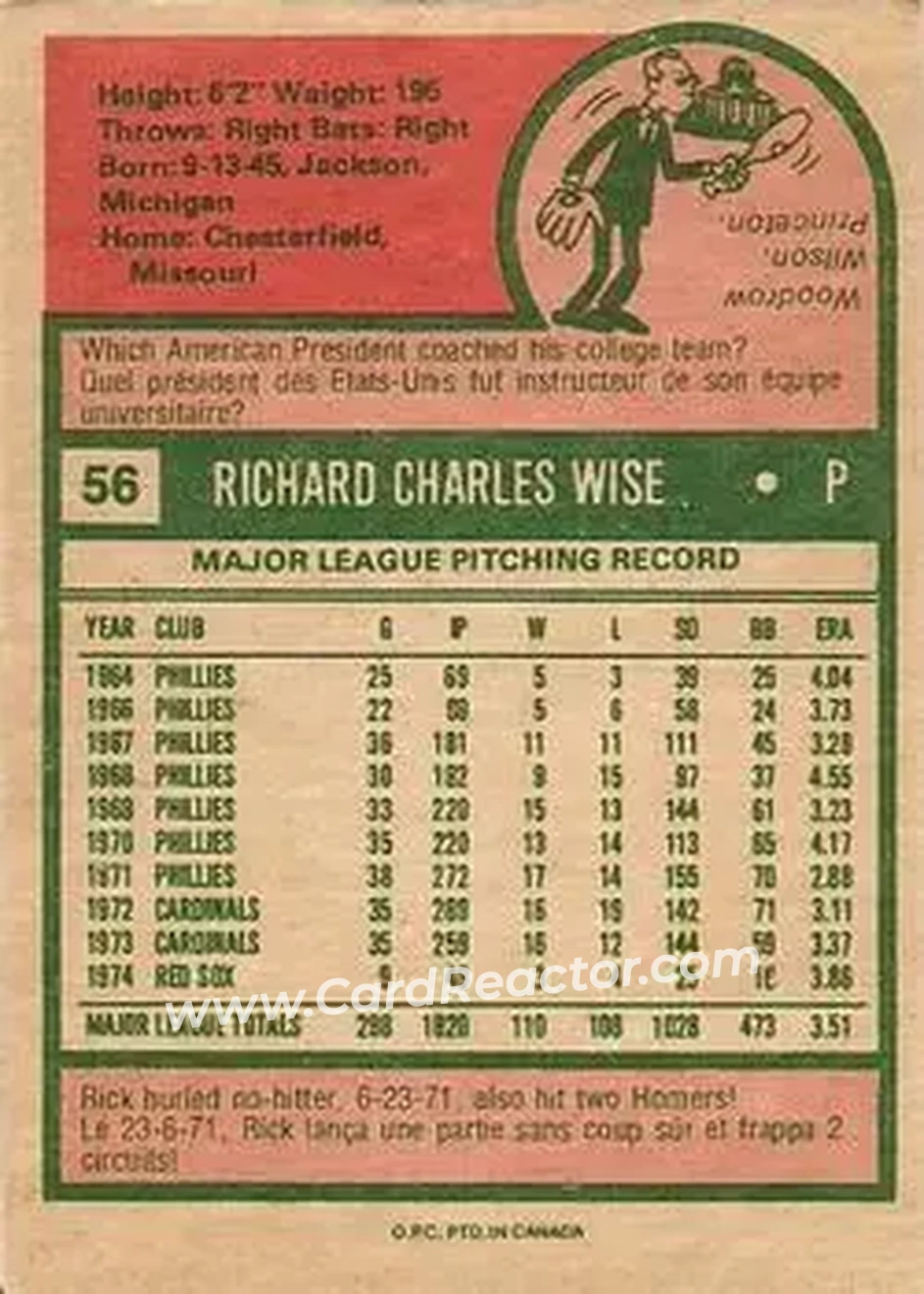 Back of Rick Wise