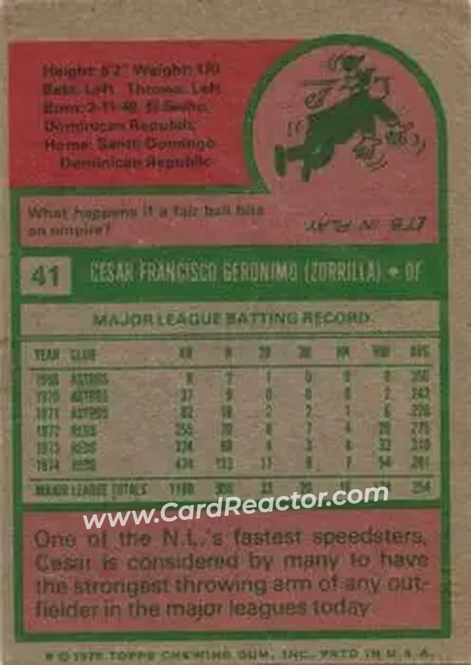 Back of Cesar Geronimo