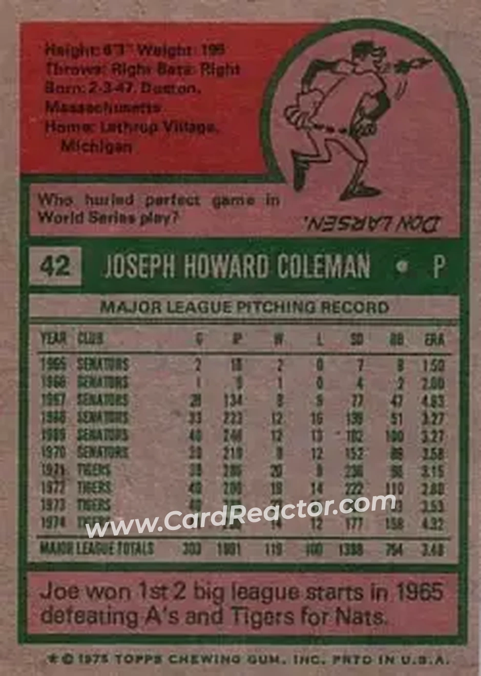 Back of Joe Coleman