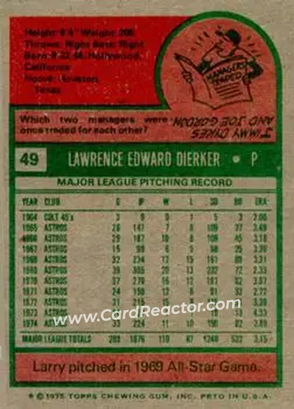 Back of Larry Dierker