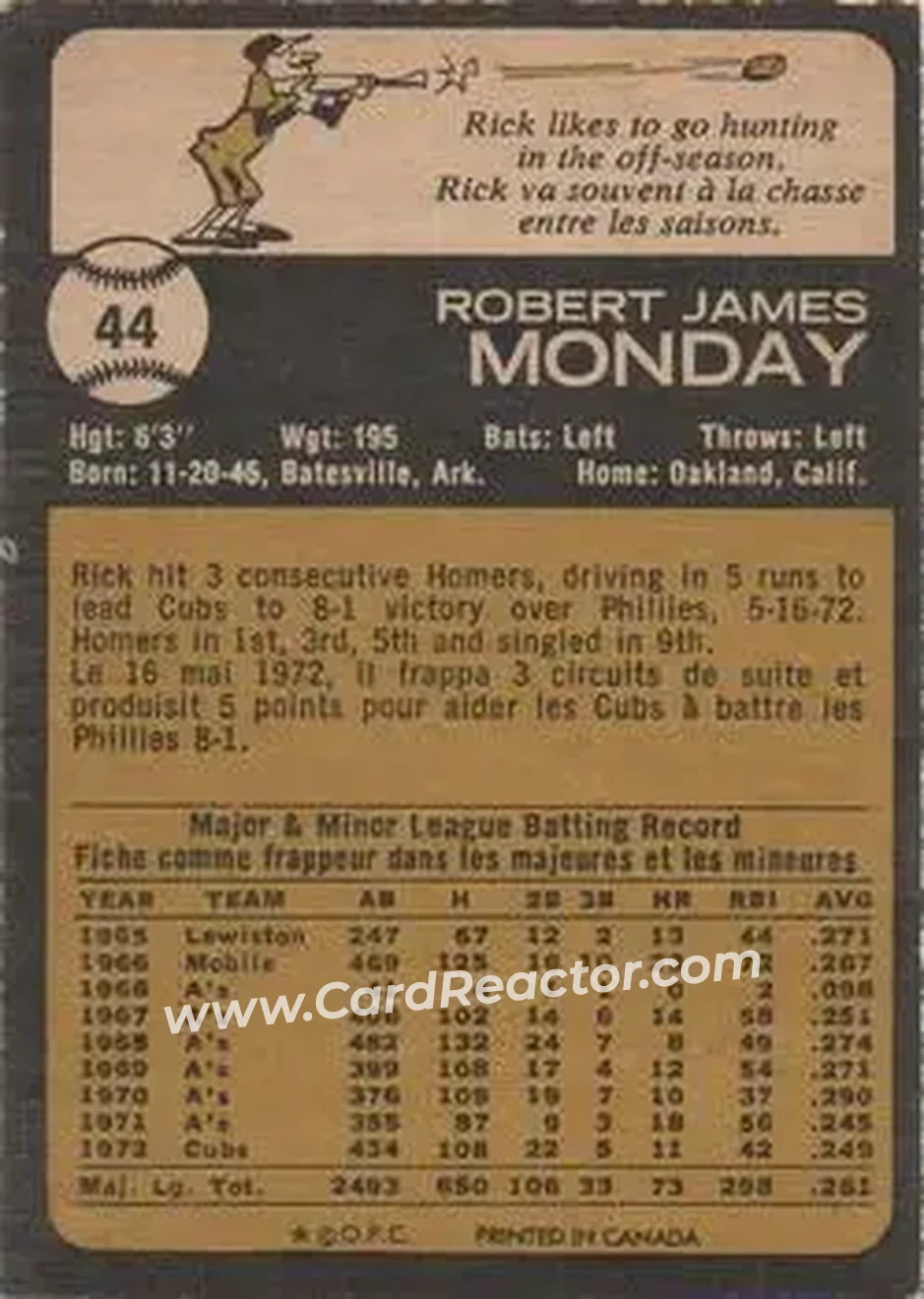 Back of Rick Monday