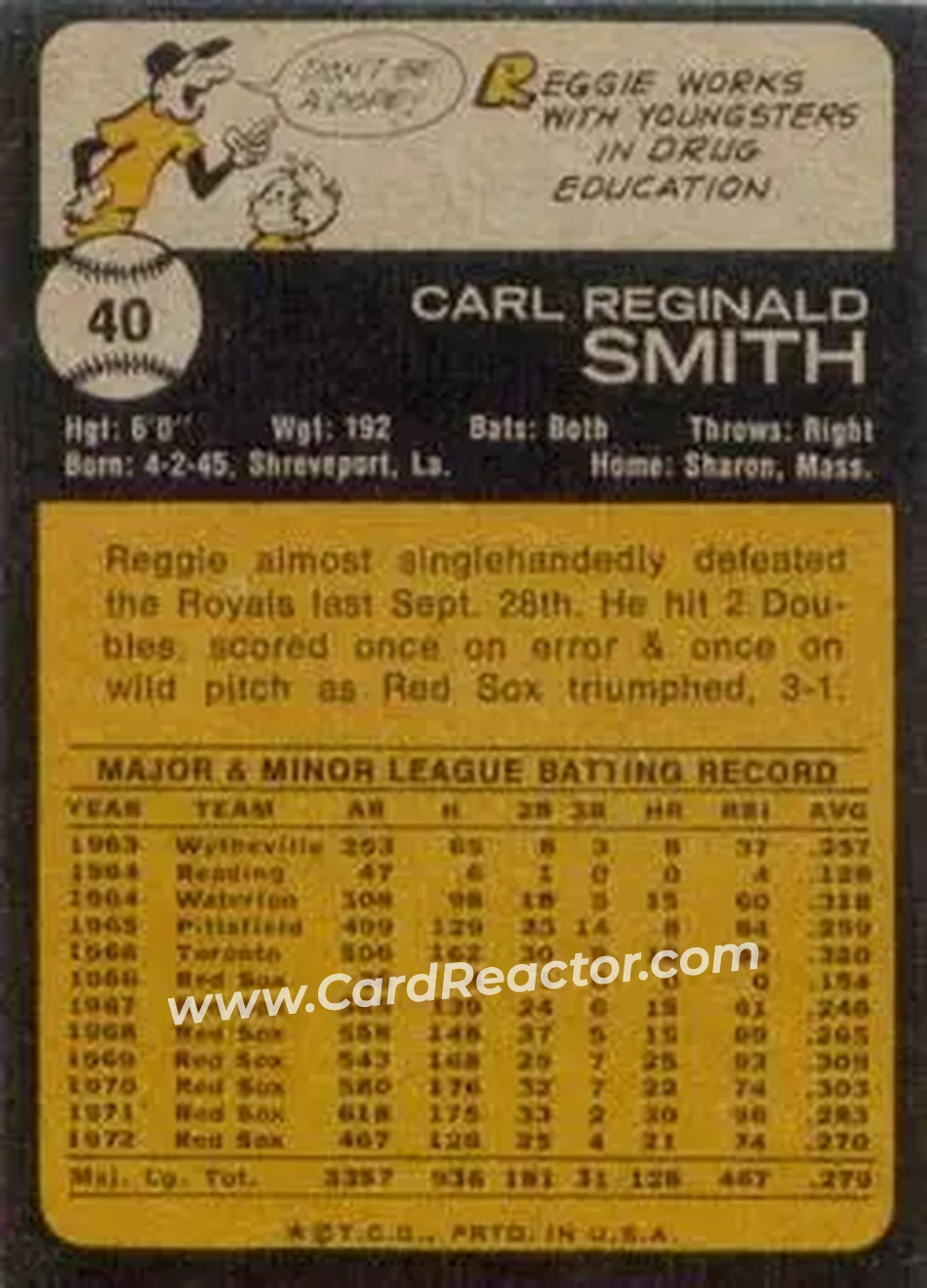 Back of Reggie Smith