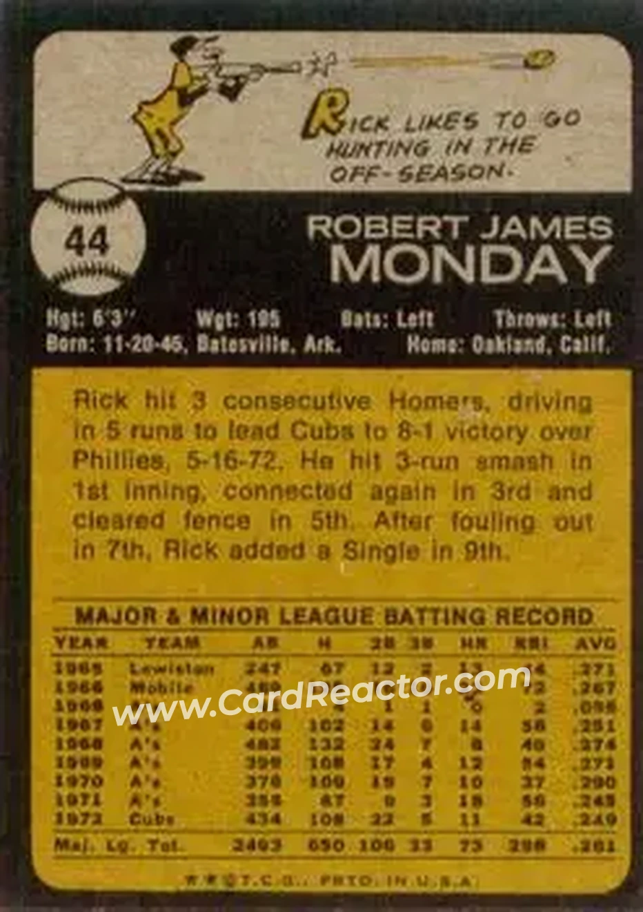 Back of Rick Monday