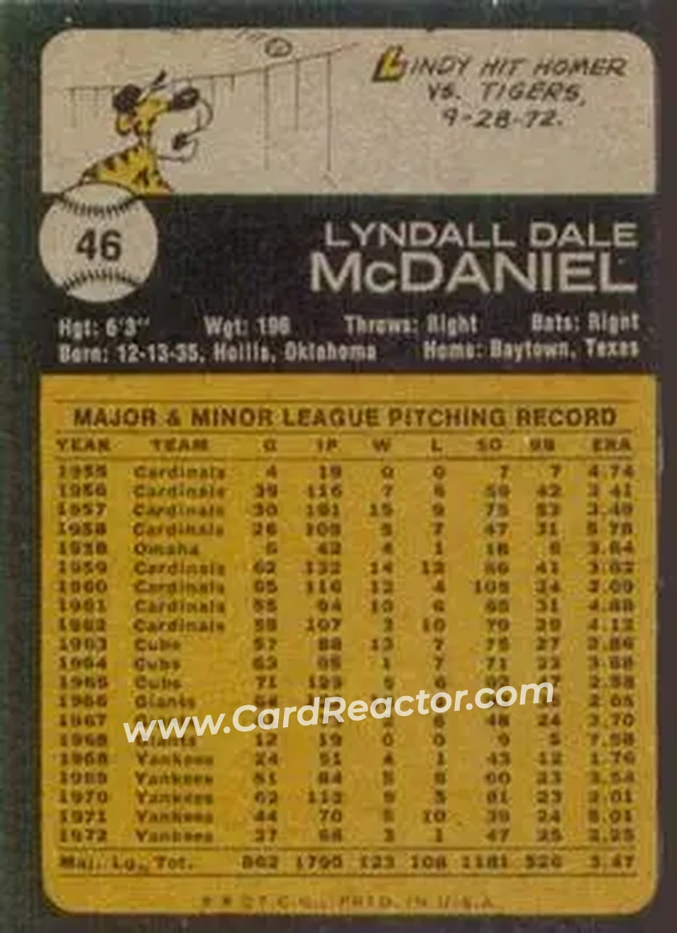 Back of Lindy McDaniel