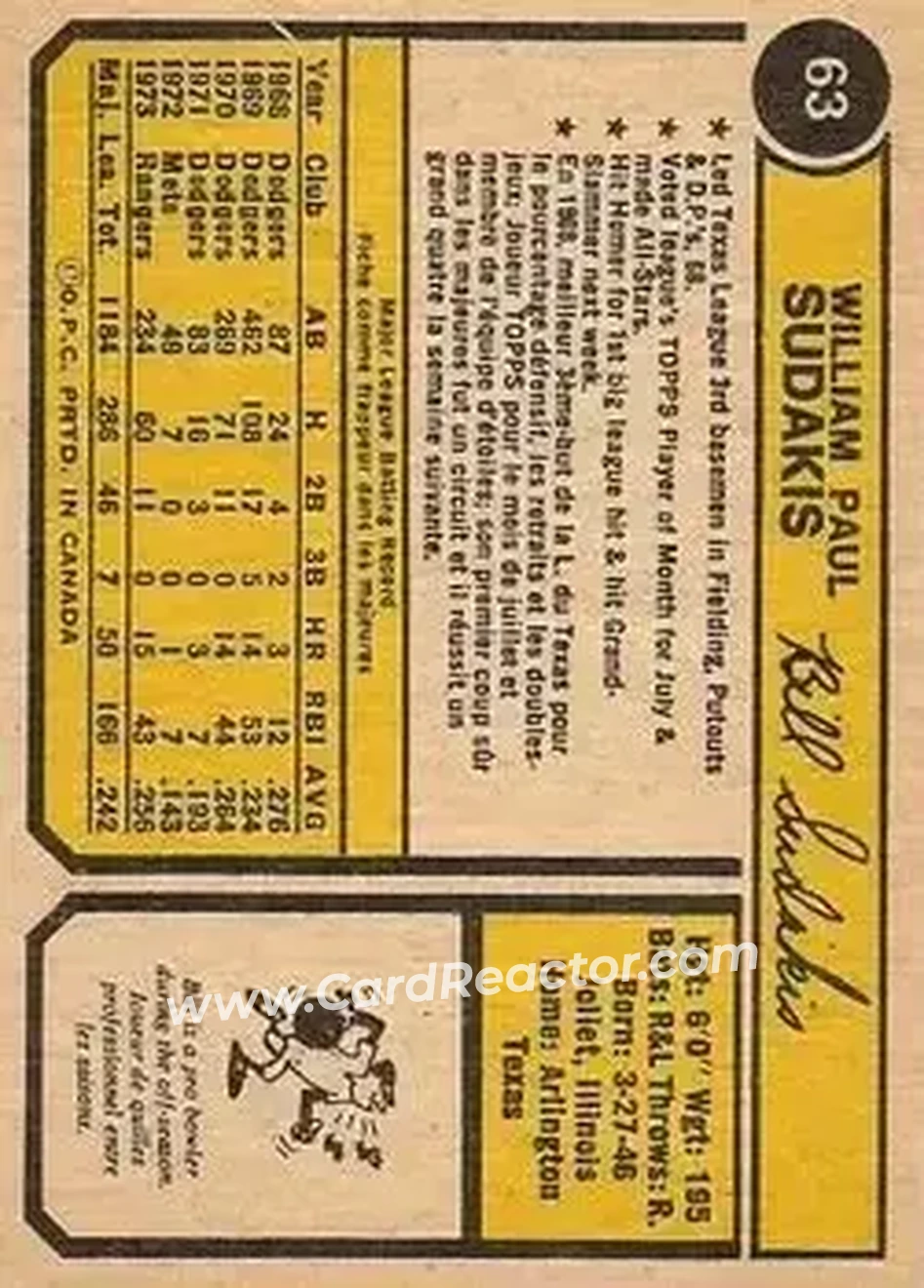 Back of Bill Sudakis