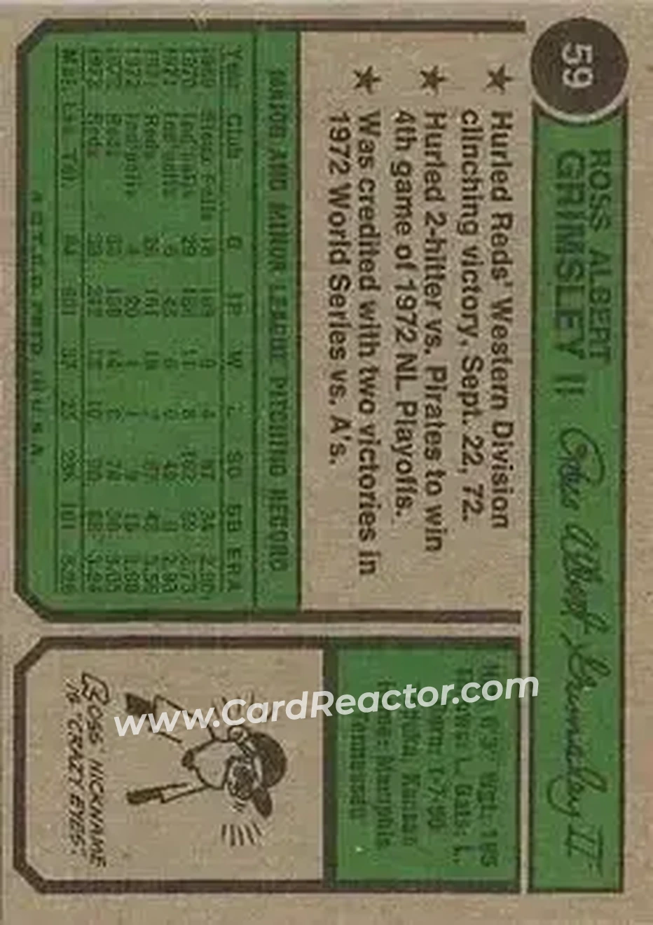 Back of Ross Grimsley
