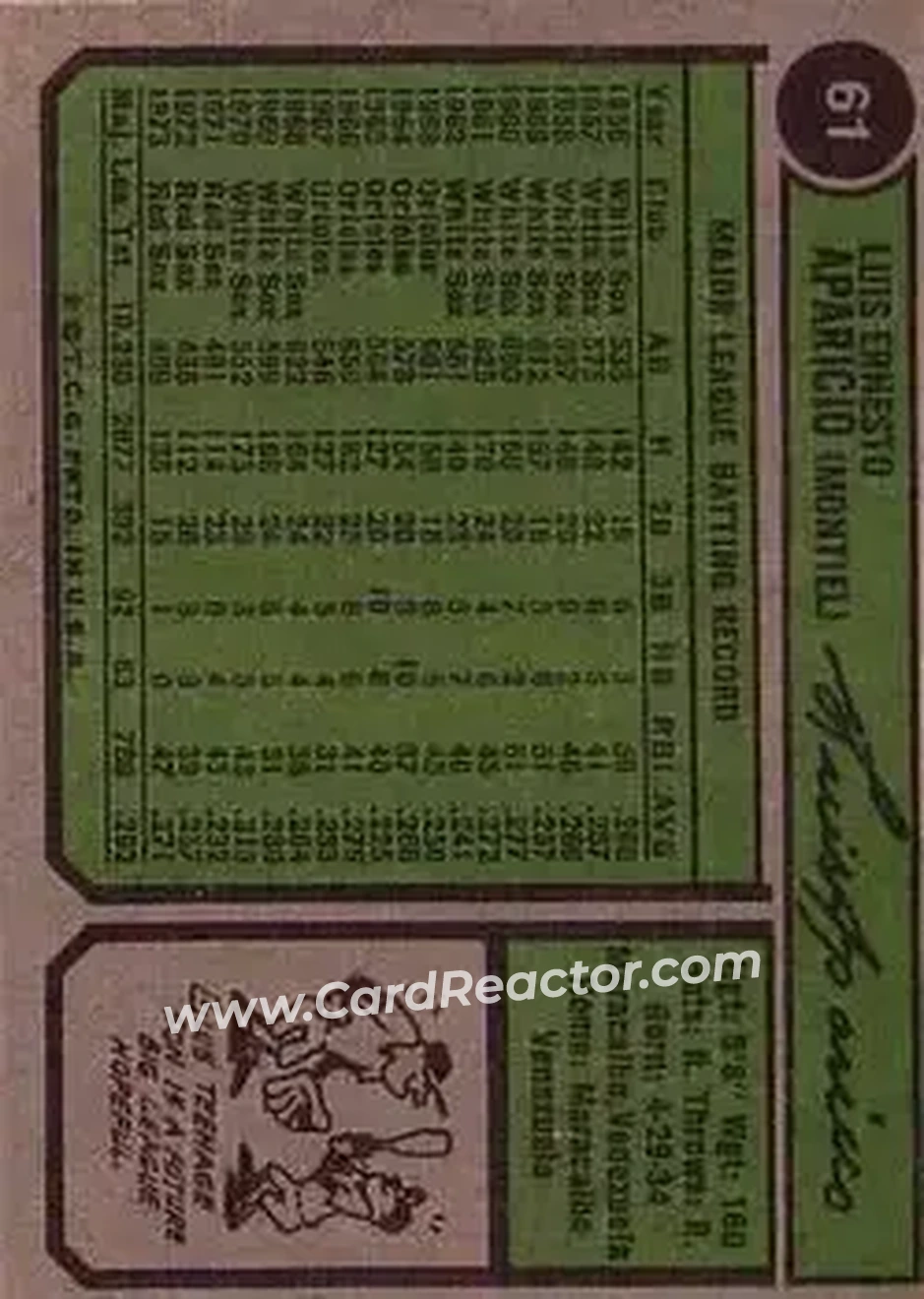 Back of Luis Aparicio
