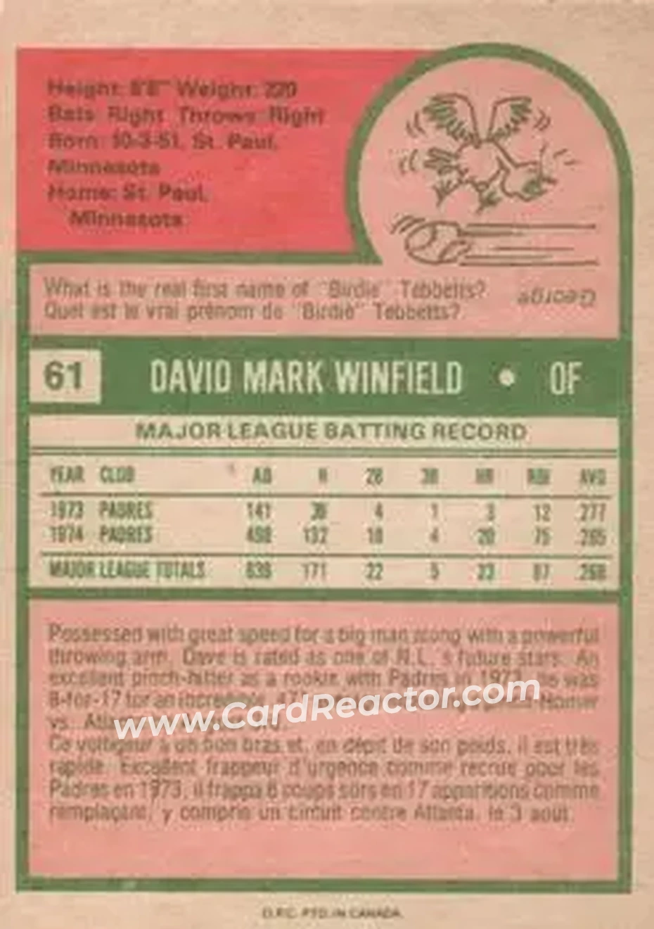 Back of Dave Winfield
