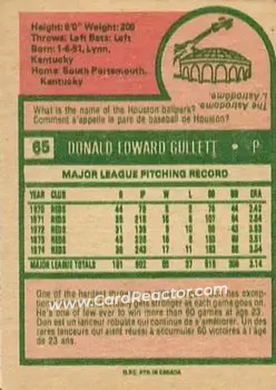 Back of Don Gullett