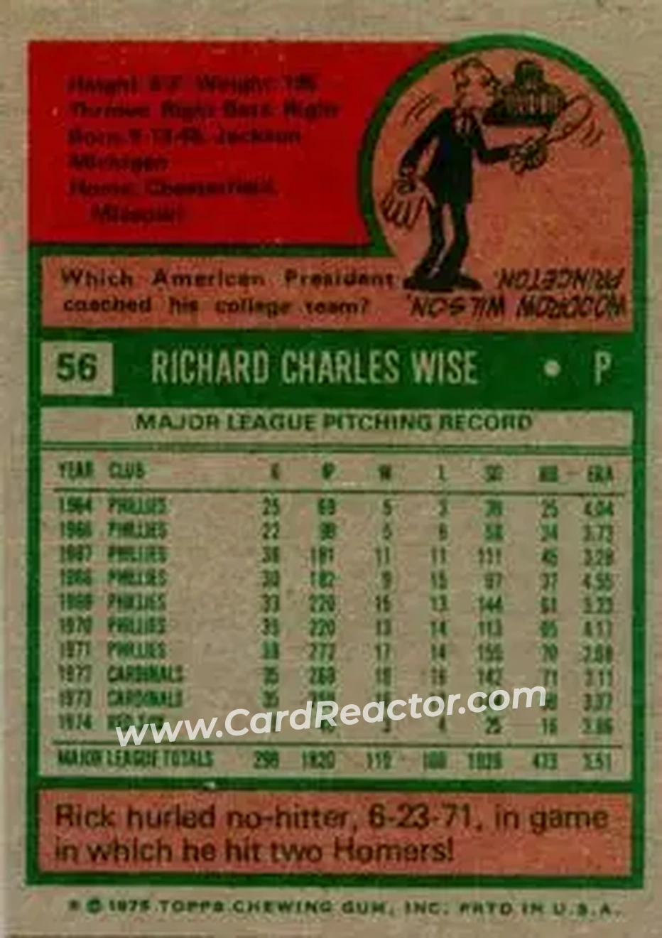 Back of Rick Wise