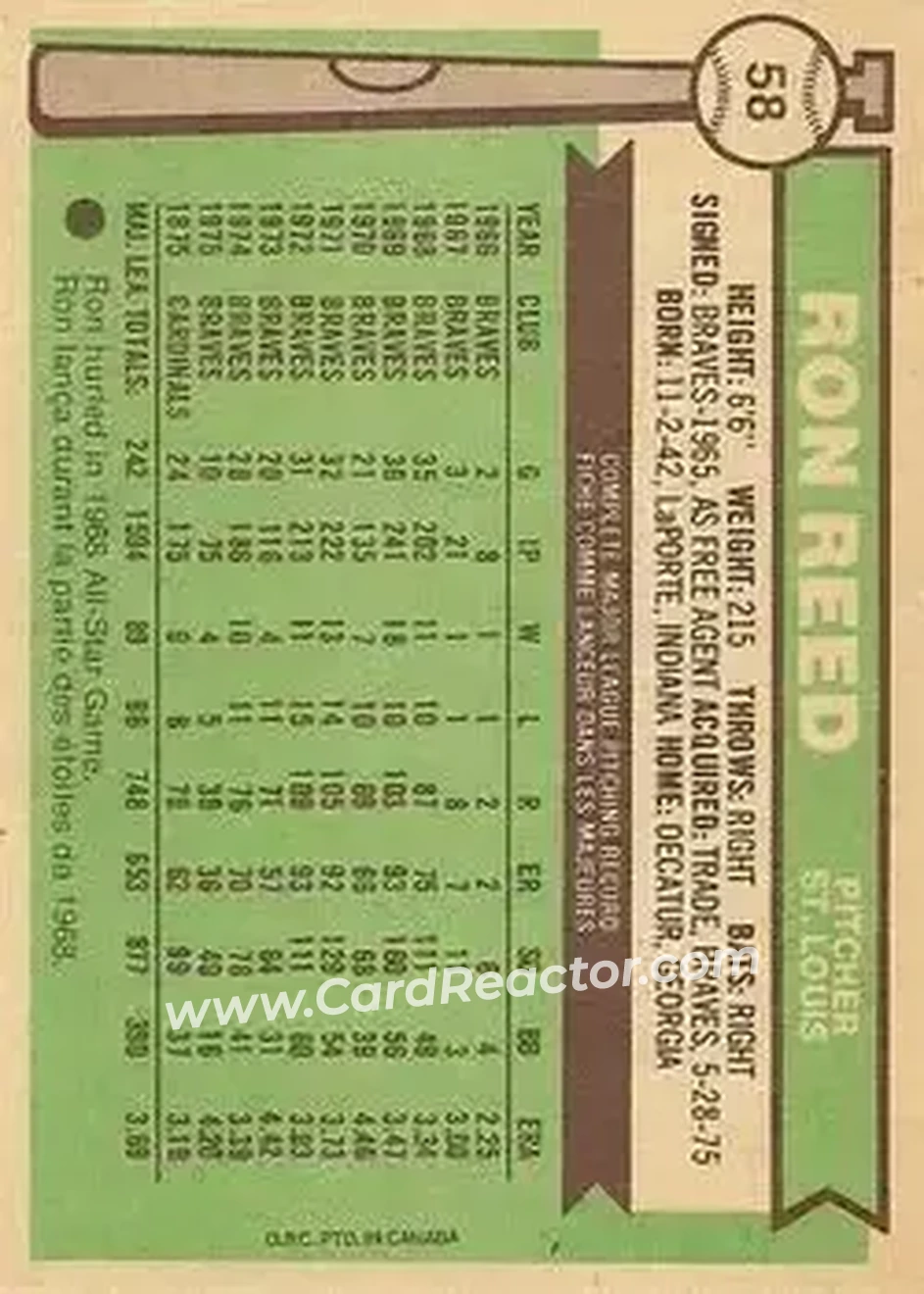 Back of Ron Reed