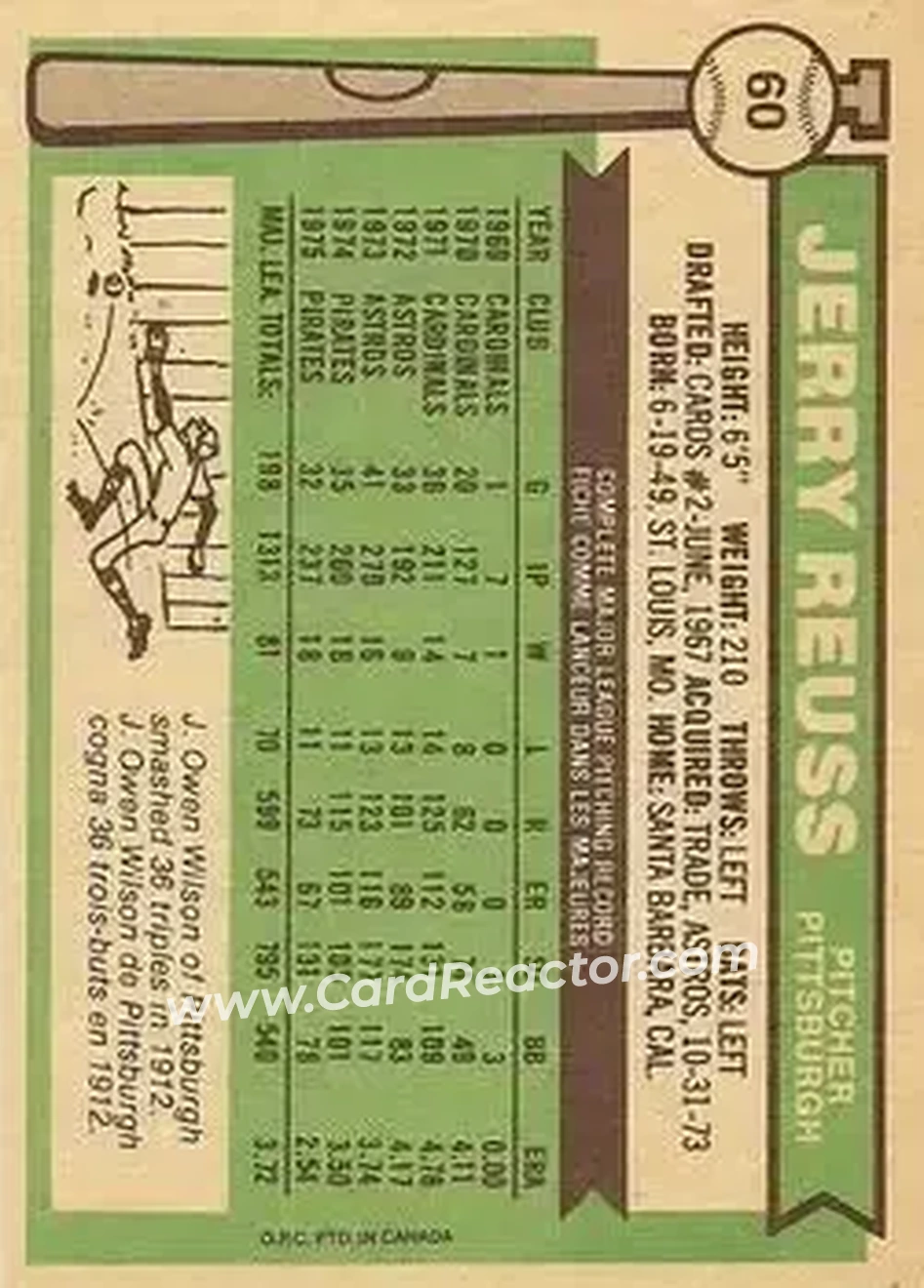 Back of Jerry Reuss