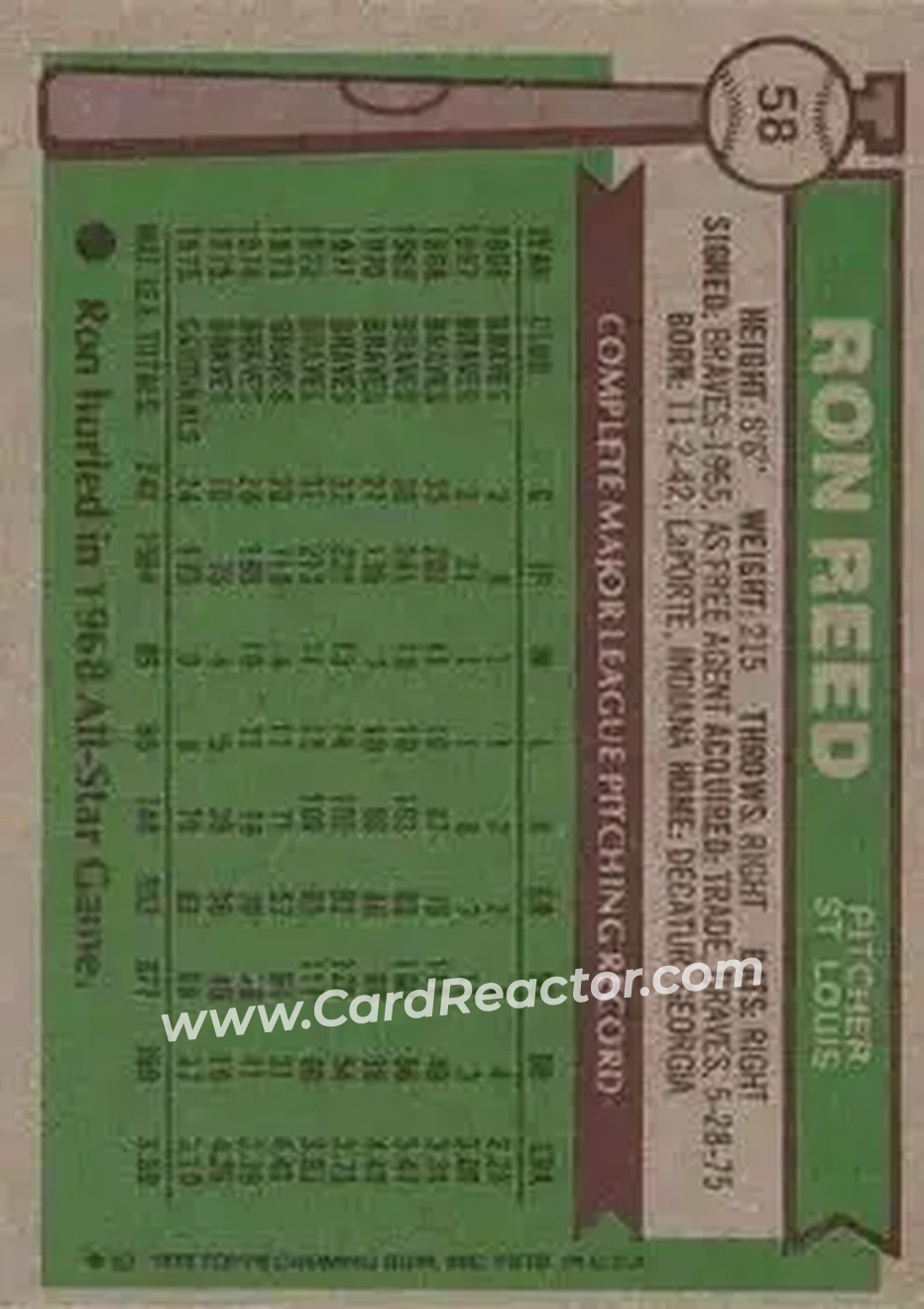 Back of Ron Reed