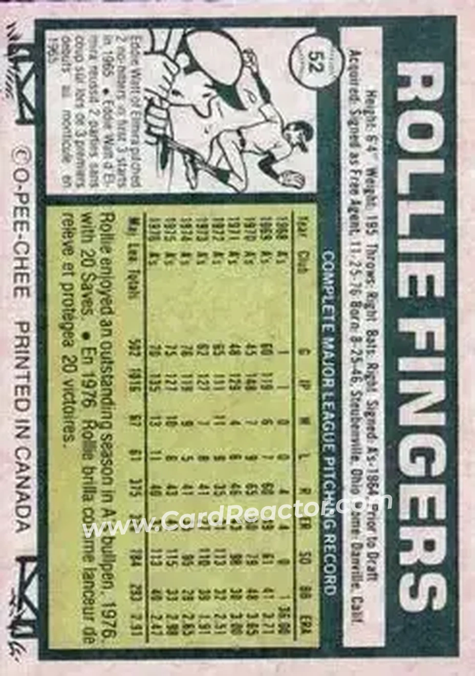 Back of Rollie Fingers
