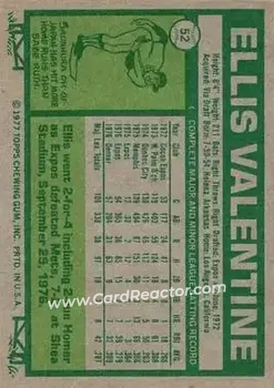 Back of Ellis Valentine