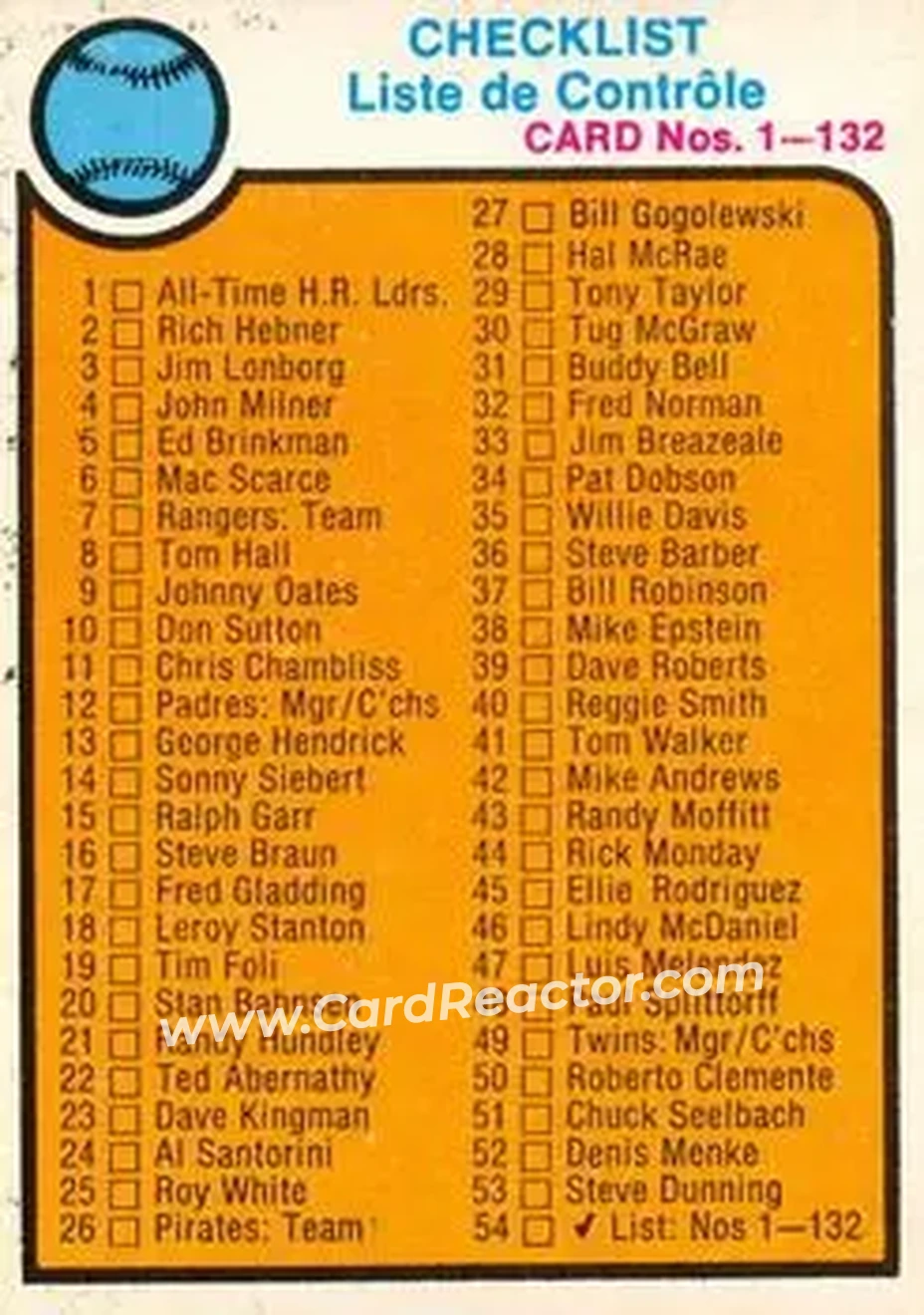 Front of Card #54