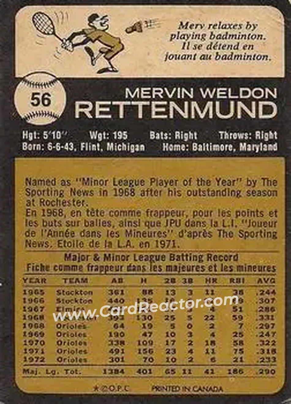 Back of Merv Rettenmund