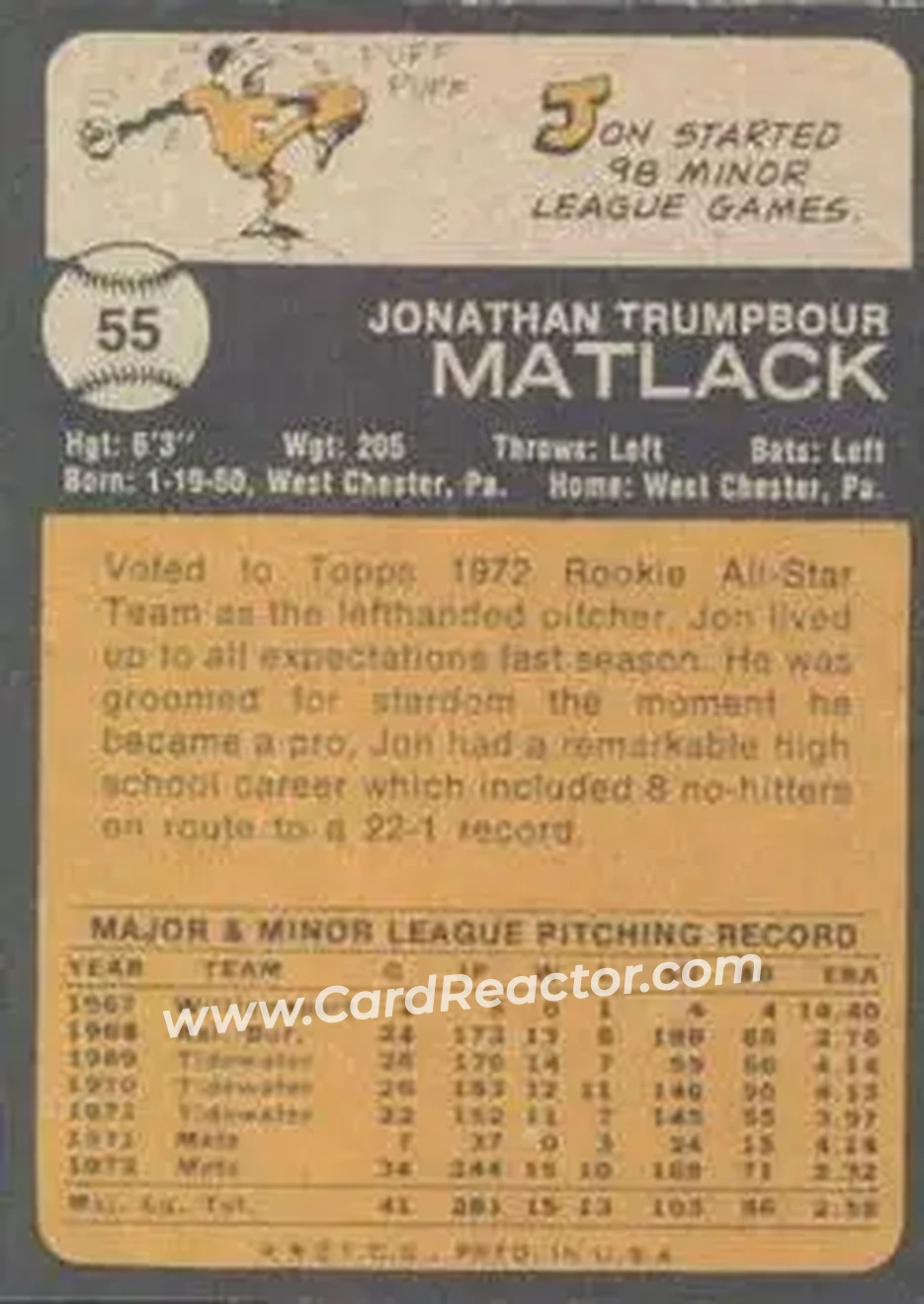 Back of Jon Matlack