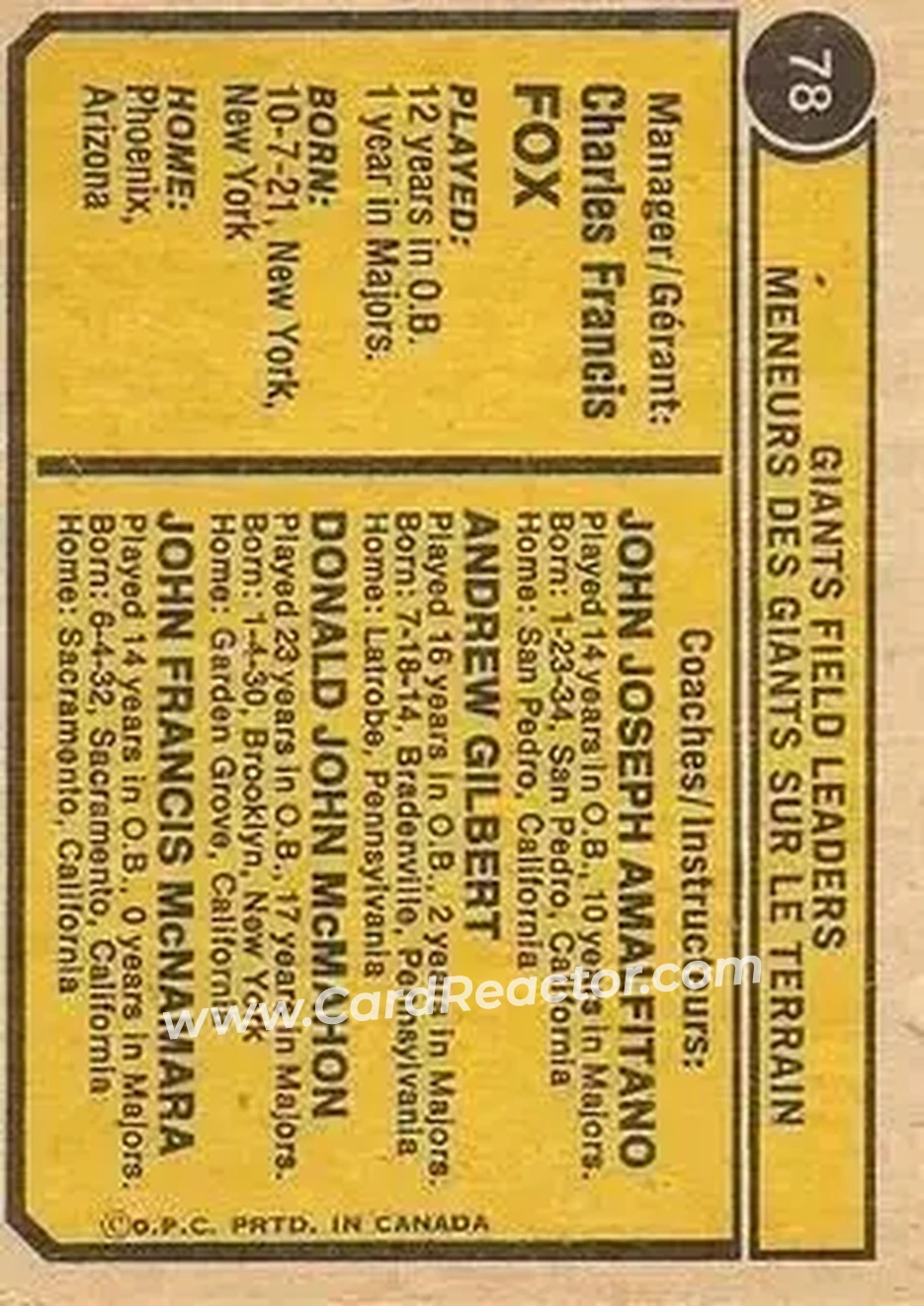 Back of Card #78