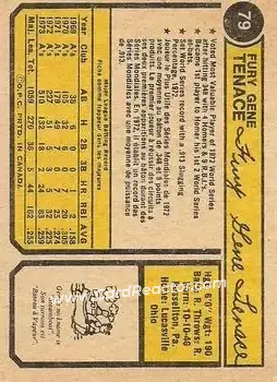 Back of Gene Tenace