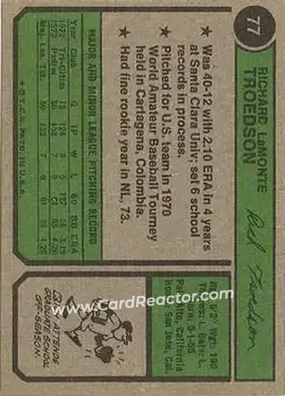 Back of Rich Troedson