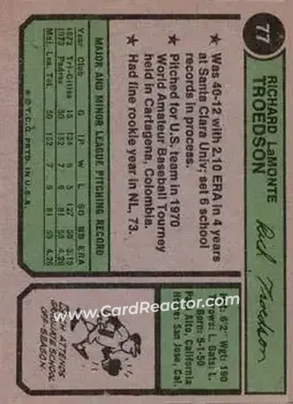 Back of Rich Troedson