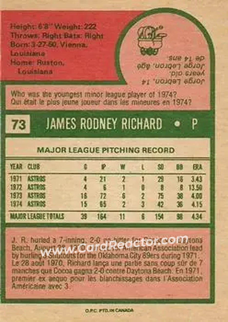 Back of J.R. Richard