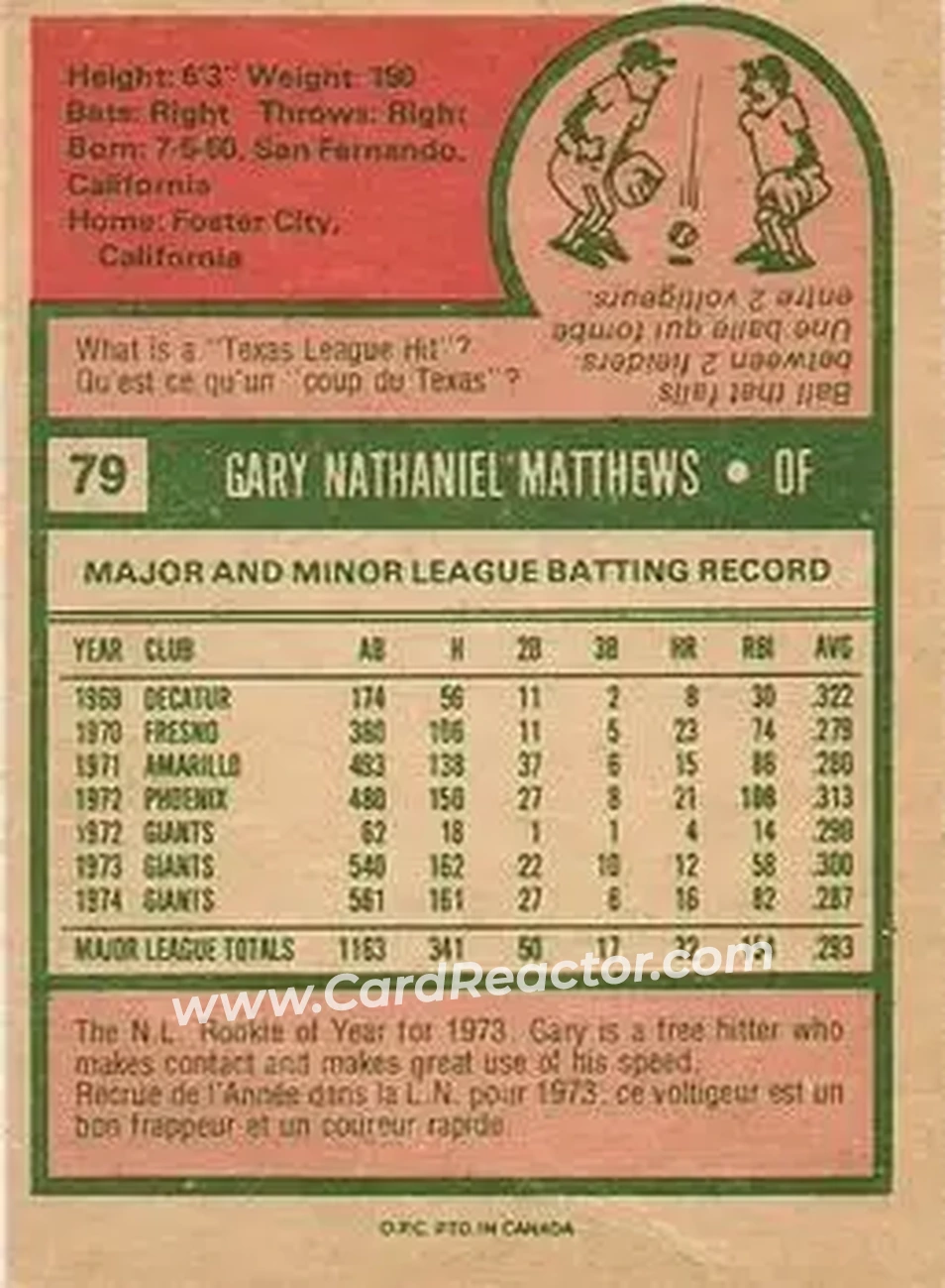 Back of Gary Matthews