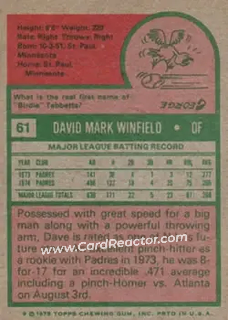 Back of Dave Winfield
