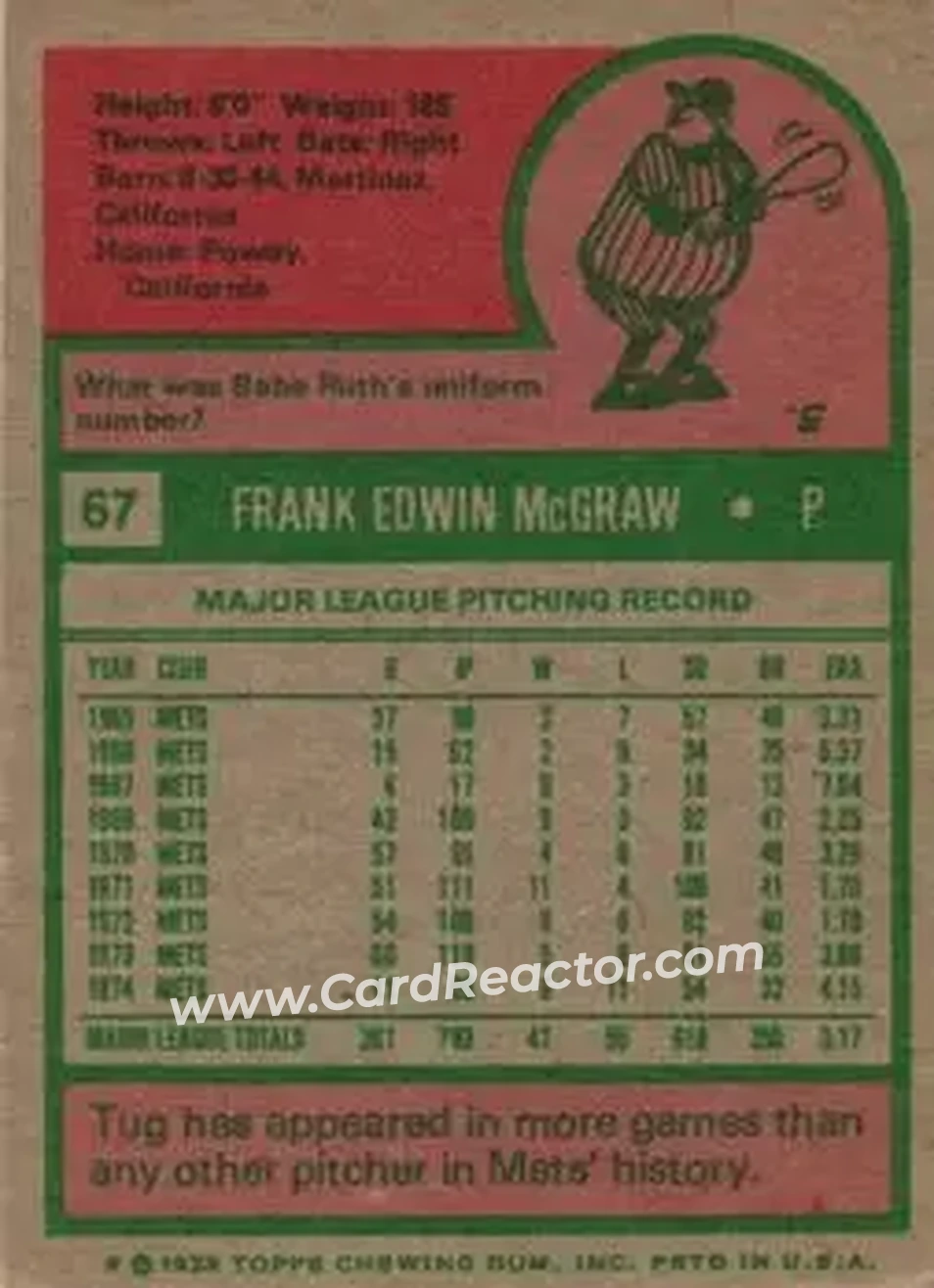Back of Tug McGraw