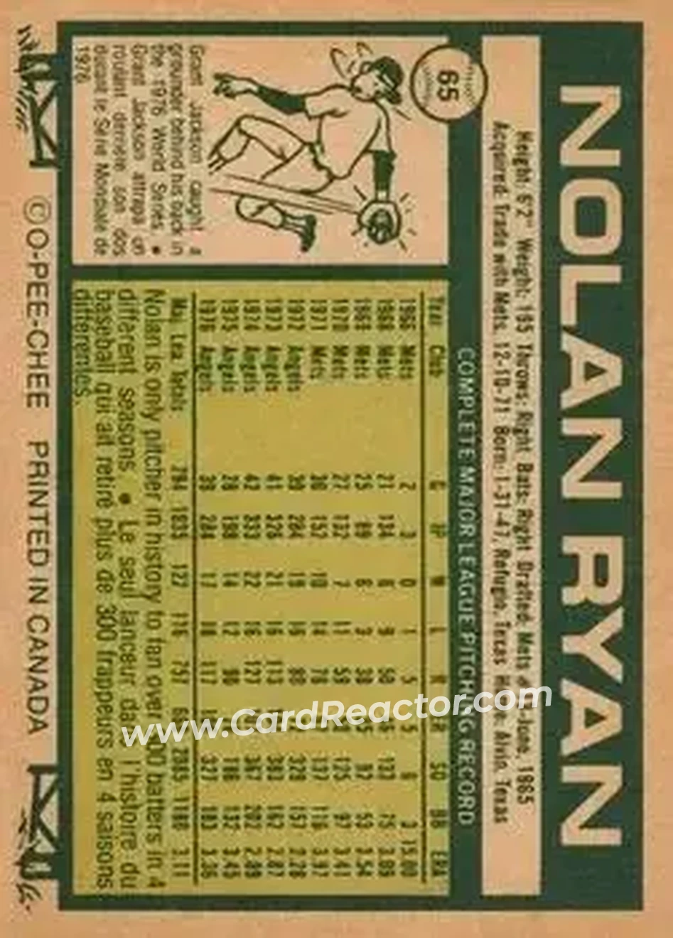 Back of Nolan Ryan