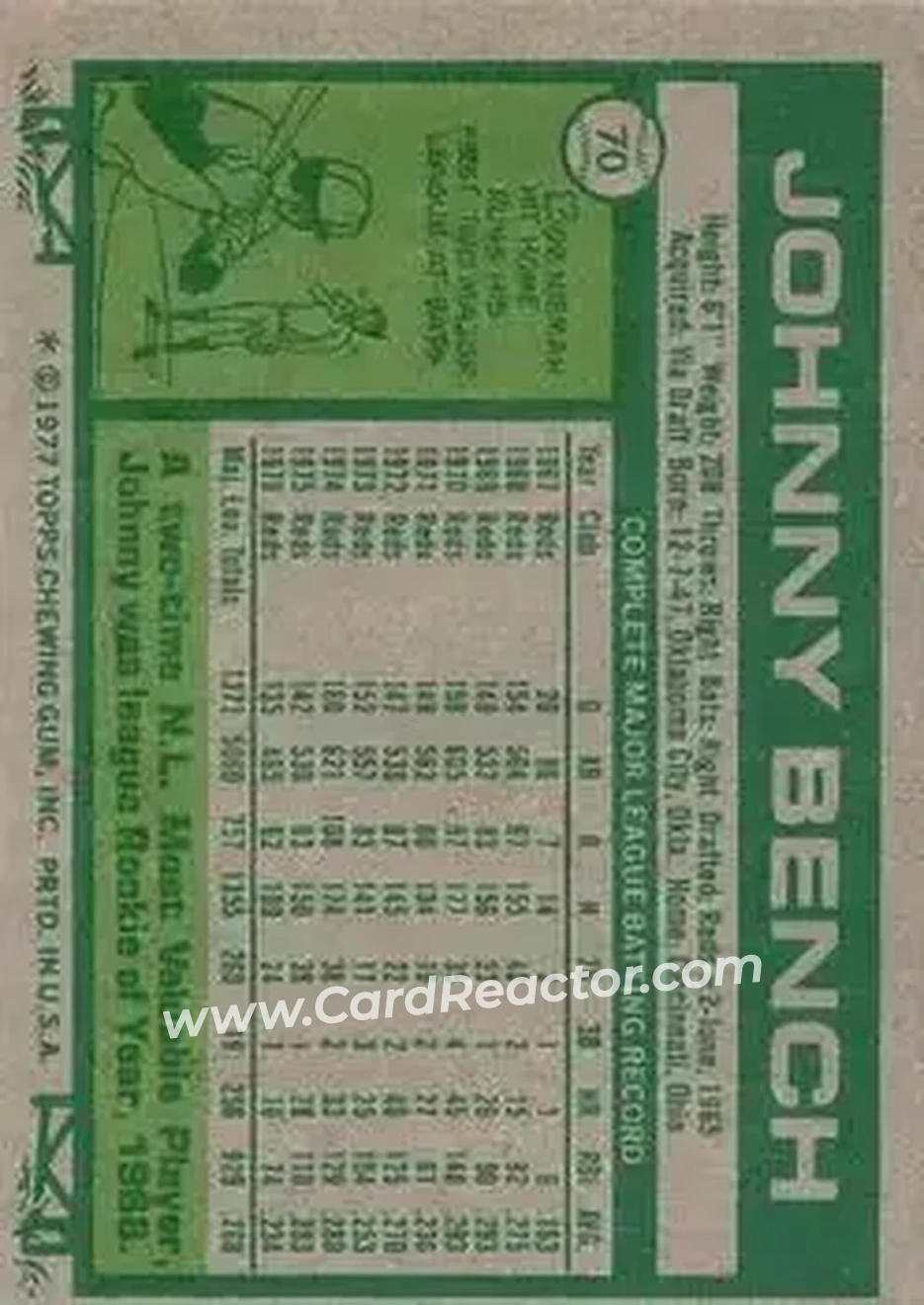 Back of Johnny Bench