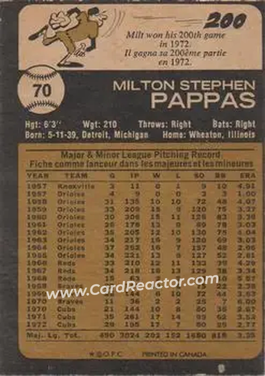 Back of Milt Pappas