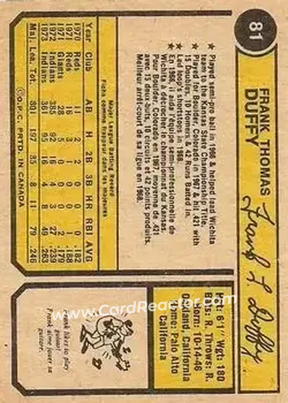 Back of Frank Duffy