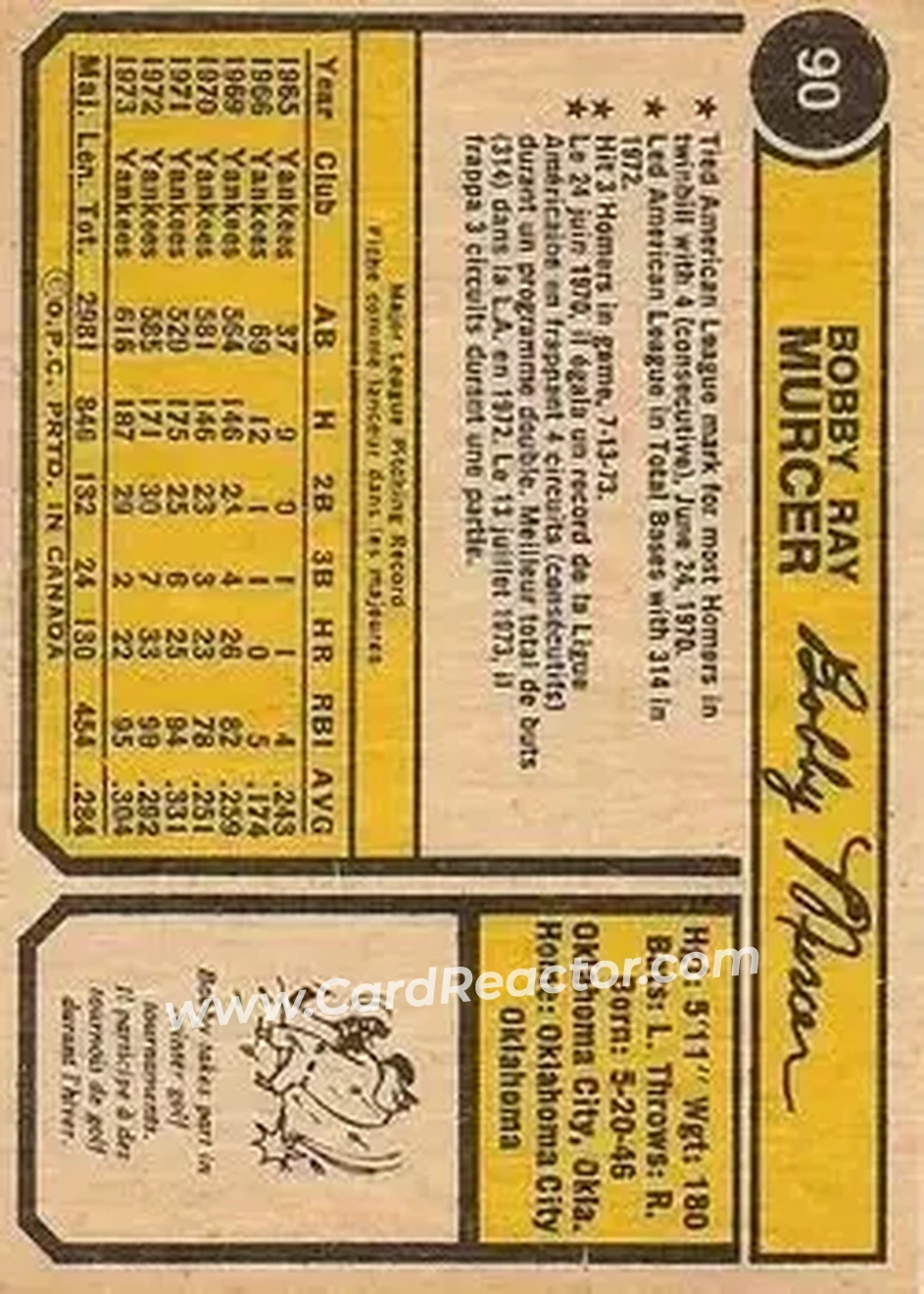 Back of Bobby Murcer