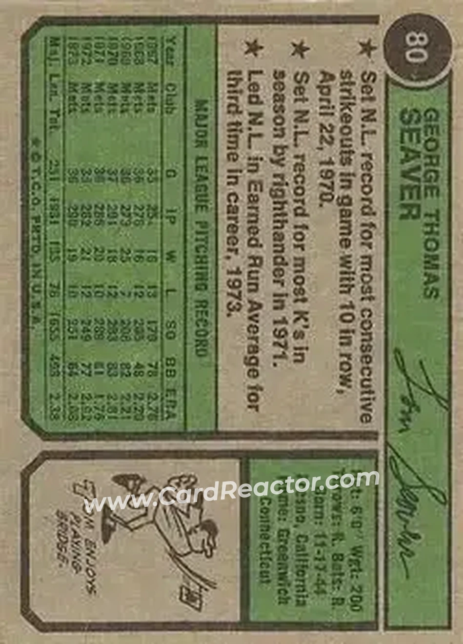 Back of Tom Seaver