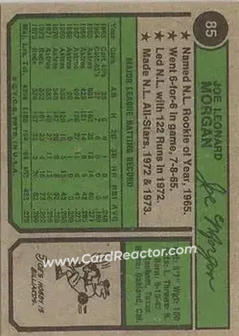 Back of Joe Morgan