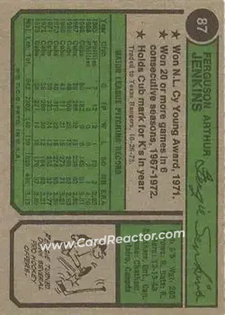 Back of Ferguson Jenkins