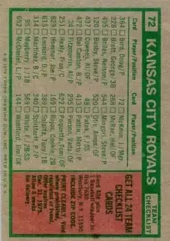 1975 Topps #72 - Jack McKeon - Kansas City Royals - Back