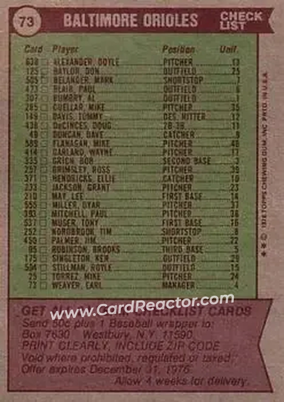 Back of Card #73