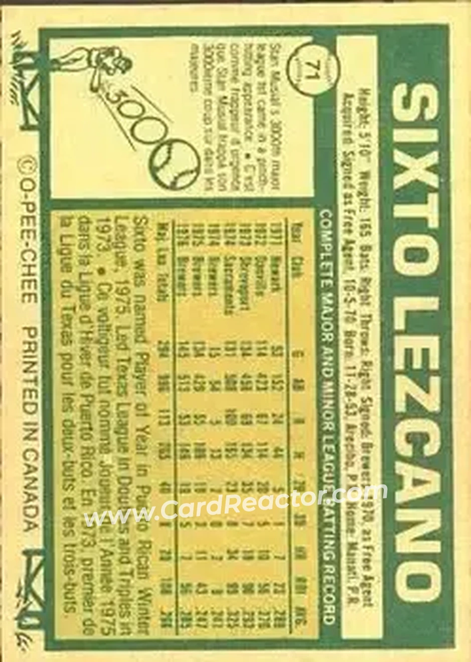 Back of Sixto Lezcano