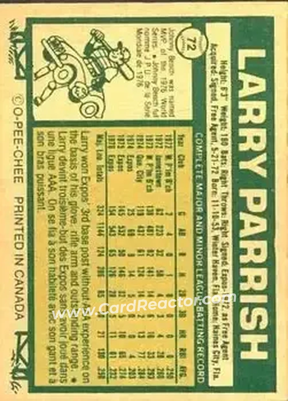 Back of Larry Parrish