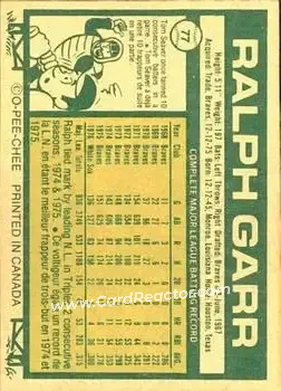 Back of Ralph Garr