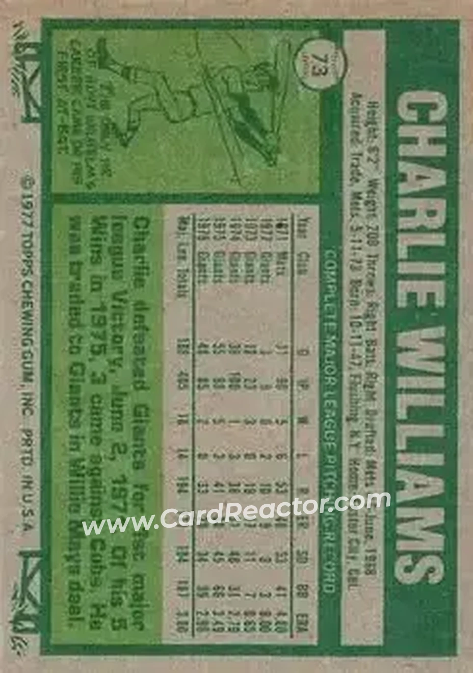 Back of Charlie Williams