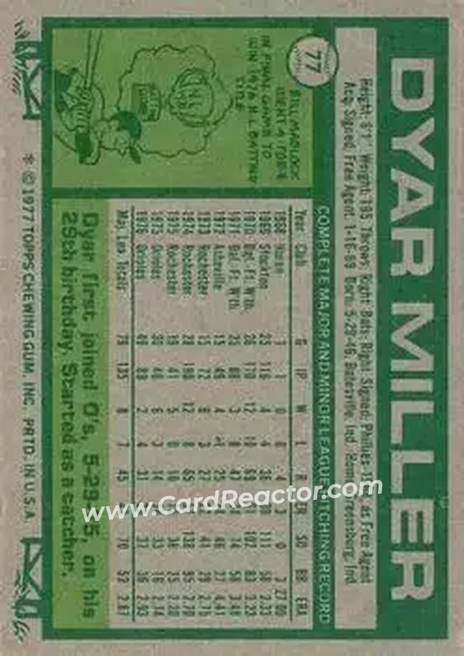 Back of Dyar Miller