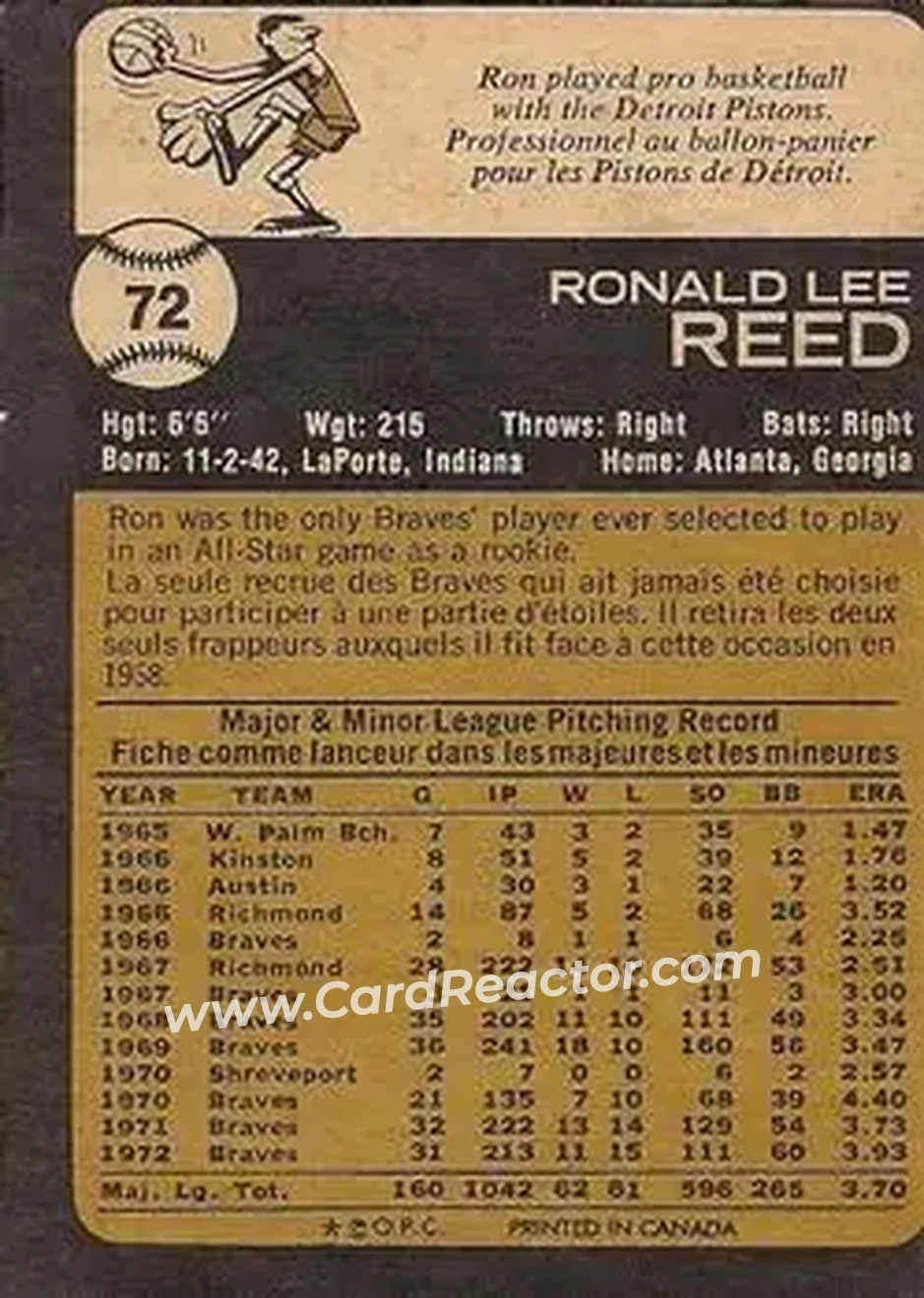 Back of Ron Reed